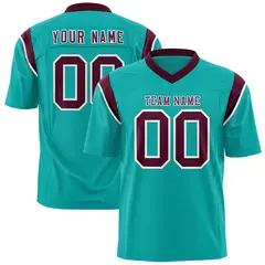 Aqua Crimson Shoulder Cut Two-Tone Flag Football Jersey 1