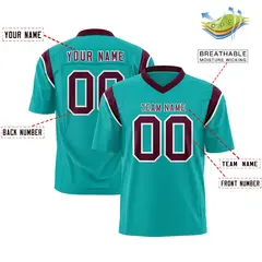 Aqua Crimson Shoulder Cut Two-Tone Flag Football Jersey 2