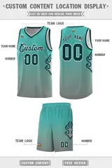 Aqua Dark Gray-Midnight Green Flame Gradient Basketball Jersey 2