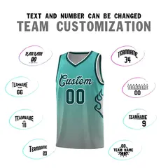 Aqua Dark Gray-Midnight Green Flame Gradient Basketball Jersey 4