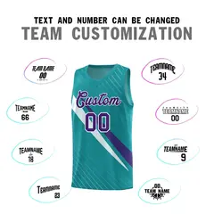 Aqua Diagonal Pinstripe Color Block Basketball Jersey 4