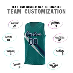 Aqua Diagonal Pinstripe Color Block Basketball Jersey 4