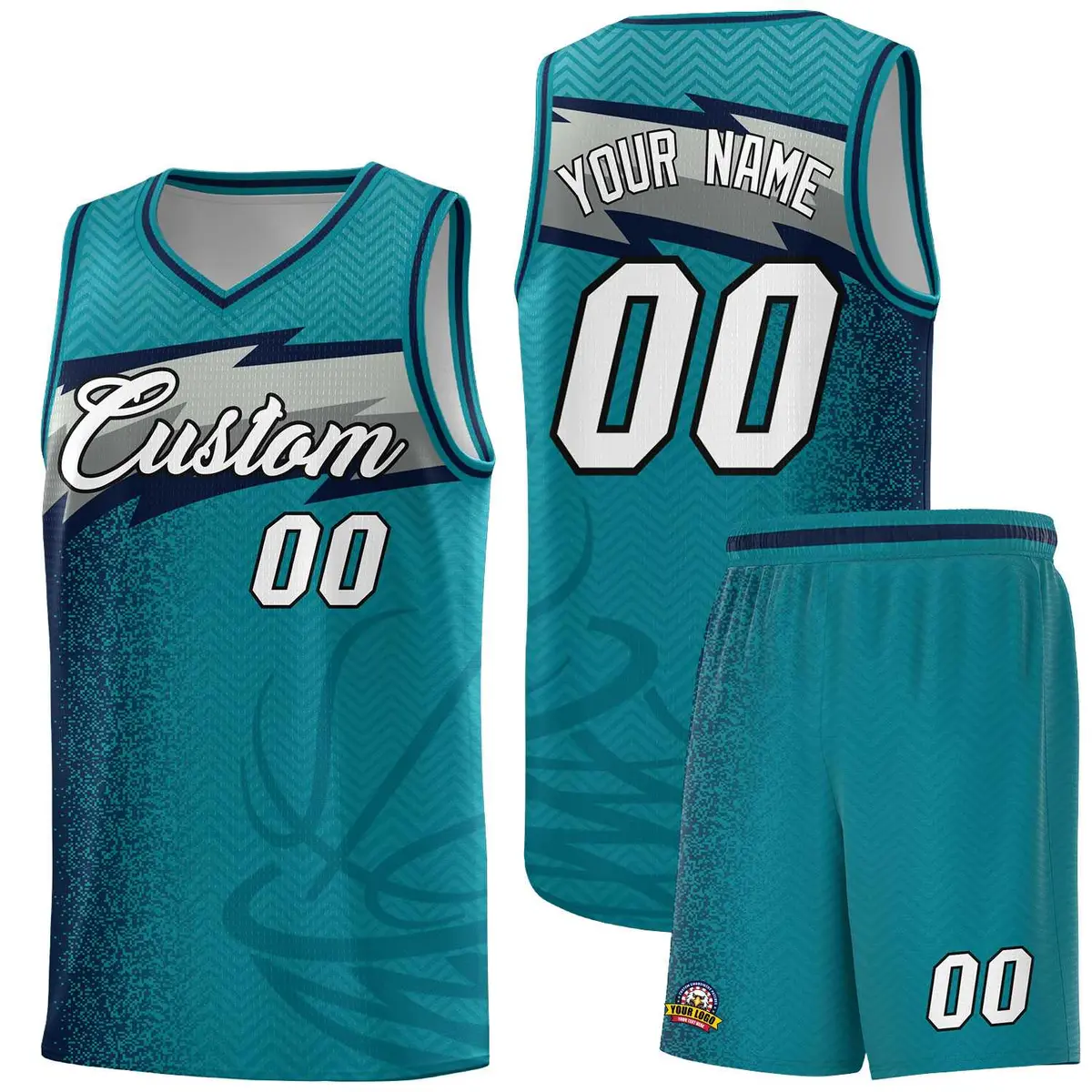 Aqua Dot Scatter Graffiti Pattern Basketball Jersey
