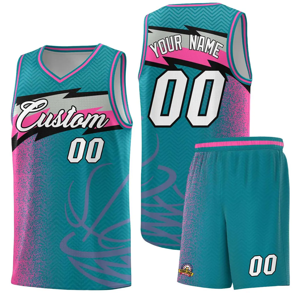 Aqua Dot Scatter Graffiti Pattern Basketball Jersey