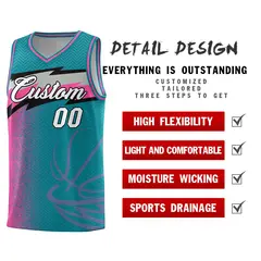 Aqua Dot Scatter Graffiti Pattern Basketball Jersey 4