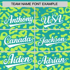 Aqua Fluorescent Green Leopard Print Baseball Jersey 3