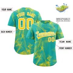 Aqua Fumes Graffiti Pattern Authentic Baseball Jersey 2