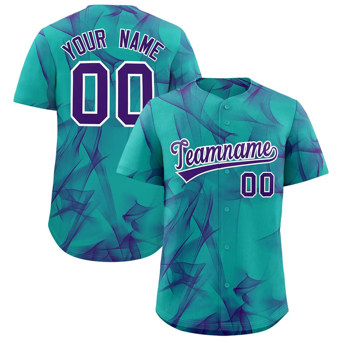 Aqua Fumes Graffiti Pattern Authentic Baseball Jersey