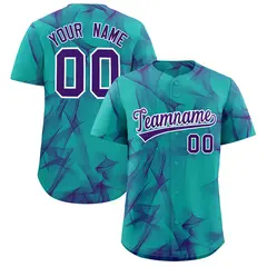 Aqua Fumes Graffiti Pattern Authentic Baseball Jersey 1