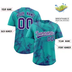 Aqua Fumes Graffiti Pattern Authentic Baseball Jersey 2