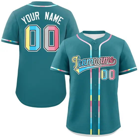 Aqua Genderflux Pride Month Classic Baseball Jersey