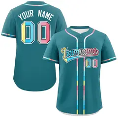 Aqua Genderflux Pride Month Classic Baseball Jersey 1