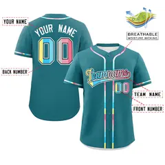 Aqua Genderflux Pride Month Classic Baseball Jersey 2