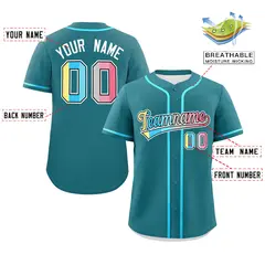 Aqua Genderflux Pride Month Classic Baseball Jersey 2