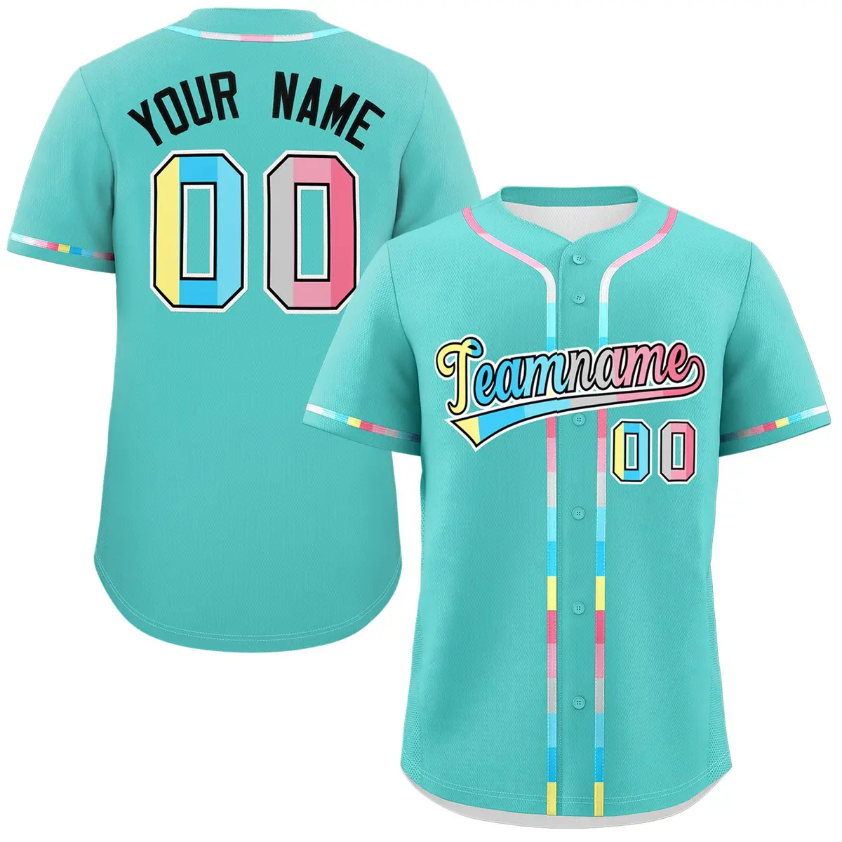 Aqua Genderflux Pride Month Classic Baseball Jersey