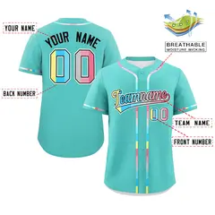Aqua Genderflux Pride Month Classic Baseball Jersey 2