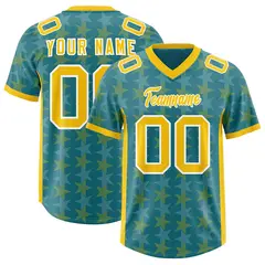Aqua Gold All Star Graffiti Pattern Football Jersey 1