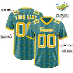 Aqua Gold All Star Graffiti Pattern Football Jersey 2