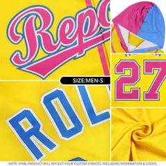 Aqua Gold and Pink Split Raglan Baseball Hoodie Jersey 6