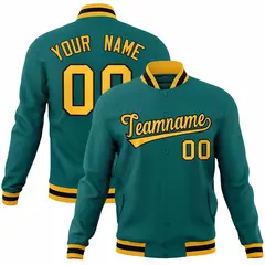 Aqua Gold-Black Varsity Full-Snap Letterman Jacket