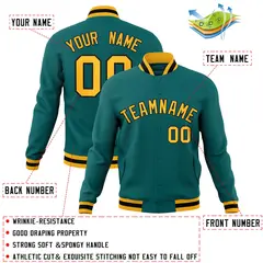 Aqua Gold-Black Varsity Full-Snap Letterman Jacket 4