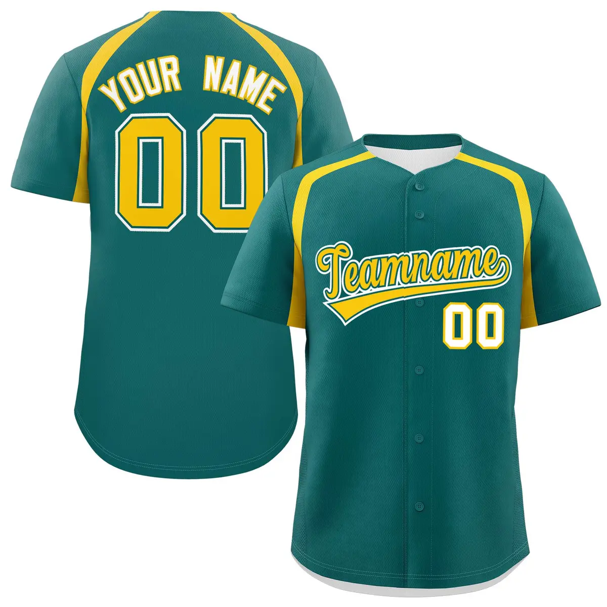 Aqua Gold Color Block Authentic Baseball Jersey
