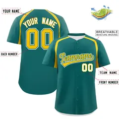 Aqua Gold Color Block Authentic Baseball Jersey 2