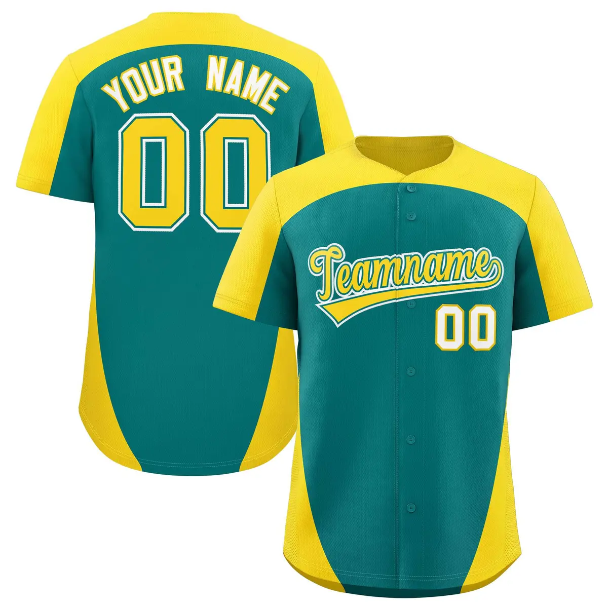 Aqua Gold Edge Color Block Authentic Baseball Jersey