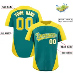 Aqua Gold Edge Color Block Authentic Baseball Jersey 2