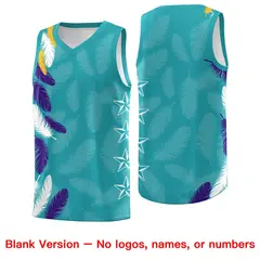 Aqua Gold Feather Series Graffiti Pattern Basketball Jersey 6