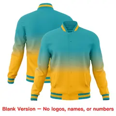 Aqua Gold Full-Snap Varsity Gradient Letterman Jacket 7