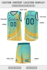 Aqua Gold Galaxy Graffiti Pattern Basketball Jersey 2