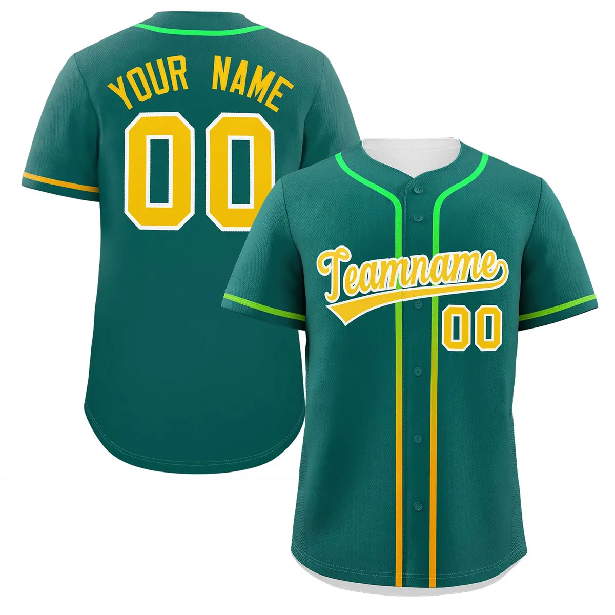 Aqua Gold Gradient Ribbed Authentic Baseball Jersey