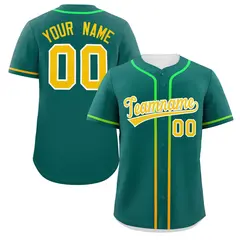 Aqua Gold Gradient Ribbed Authentic Baseball Jersey 1