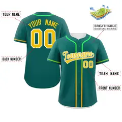 Aqua Gold Gradient Ribbed Authentic Baseball Jersey 2