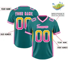 Aqua Gold Gradient Sides Fashion Football Jersey 2