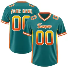 Aqua Gold Gradient Sides Fashion Football Jersey 1