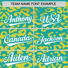 Aqua Gold Leopard Print Baseball Jersey 3