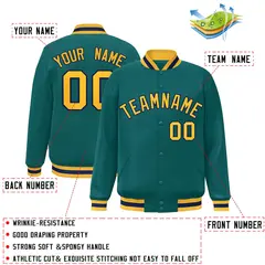 Aqua Gold-Navy Varsity Full-Snap Letterman Jacket 2