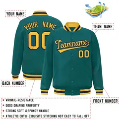 Aqua Gold-Navy Varsity Full-Snap Letterman Jacket 2