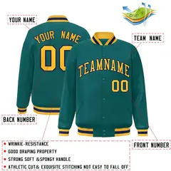 Aqua Gold-Navy Varsity Full-Snap Letterman Jacket 2