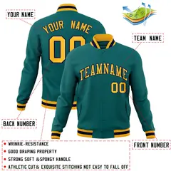 Aqua Gold-Navy Varsity Full-Snap Letterman Jacket 4