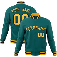 Aqua Gold-Navy Varsity Full-Snap Letterman Jacket 1