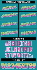 Aqua Gold Pink-Aqua Stripe Gradient Baseball Jersey 3