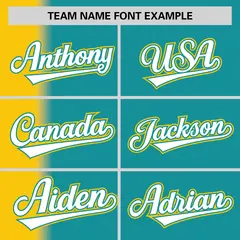 Aqua Gold Pinstripe Gradient Baseball Jersey 3
