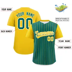 Aqua Gold Pinstripe Two-Tone Authentic Baseball Jersey 2