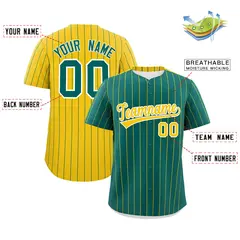 Aqua Gold Pinstripe Two-Tone Authentic Baseball Jersey 2