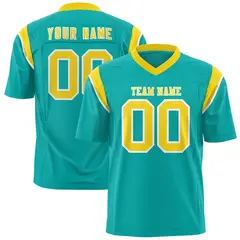 Aqua Gold Shoulder Cut Two-Tone Flag Football Jersey 1