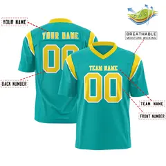Aqua Gold Shoulder Cut Two-Tone Flag Football Jersey 2