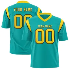 Aqua Gold Shoulder Cut Two-Tone Flag Football Jersey 1